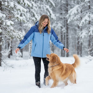 Women's Lands’ End Aquacheck Blue Insulated Winter Jacket, L